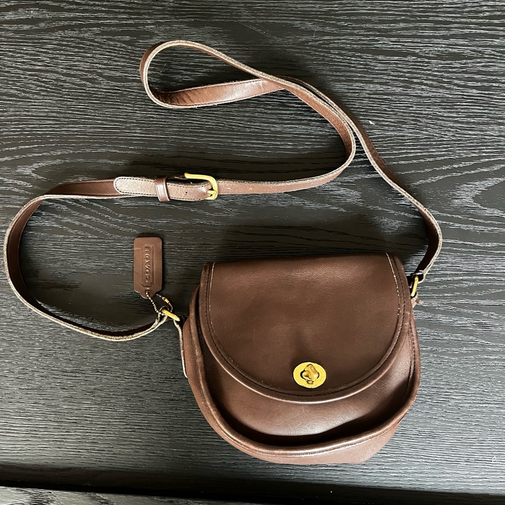 Vintage COACH Watson Dark Brown Smooth Leather Small Flap Crossbody Bag #9981